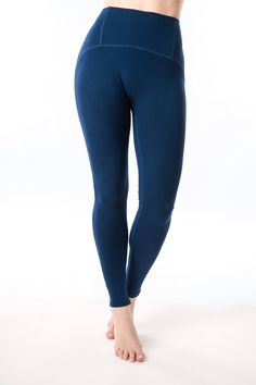 Gia Legging: Description: 25-26"" inseam • No front center seam • High Rise Rear waistband zipper pocket with beautiful waistline detail Ethical Fashion • Mindful Movement Active Yoga Wear Logo reflector heat transfer at center back waistband Biodegradable Packaging No hormone disruptors, No metals, 85% biodegradable The Sustainable Performance Fiber-Eco Air Tek™ Maximum Breathability Antibacterial Antifungal Hypoallergenic Thermodynamic UV Protection Quick Dry Sustainable + Renewable Odor Resis Blue Stretch Leggings With Contoured Waistband, Stretch Blue Leggings With Contoured Waistband, High Stretch Blue Pants For Loungewear, High Rise Pants With Contoured Waistband, Blue Athleisure Leggings With Contoured Waistband, Blue Stretch Activewear With Contoured Waistband, Blue High Stretch Straight Leg Pants, High Stretch Blue Straight Leg Pants, High Rise Tight Bottoms With Wide Waistband