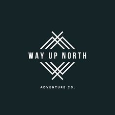 the logo for way up north adventure co, which is designed in black and white