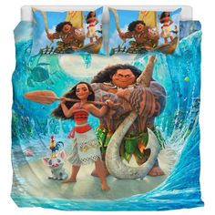 moan and hula in the ocean with an elephant on it's back bedding set