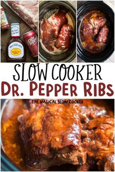 slow cooker dr pepper ribs with text overlay