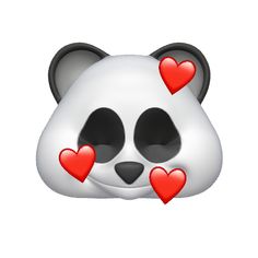 a panda bear with hearts on its nose