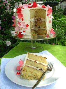 a slice of cake sitting on top of a white plate