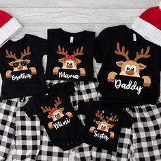 *If you would like a colour or size that is not listed, please contact us. Celebrate the holiday season with these Custom Reindeer Matching Family Shirts, perfect for creating cherished memories with your loved ones. These personalized shirts are ideal for family photos, Christmas morning, or festive gatherings. 🎄 Personalized Design: Customize with your family name or individual names, making each shirt unique.  Perfect for All Ages: Available in sizes for adults, kids, and even toddlers, ensu Matching Family Christmas Shirts, Christmas Family Shirts Ideas, Personalized Christmas Shirts, Deer Shirt, Reindeer Shirt, Christmas T Shirt Design, Thoughtful Christmas Gifts, Family Shirts Matching, Family Christmas Shirts