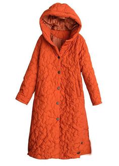 Women Orange Hooded Solid Color Fine Cotton Filled Puffers Jackets WinterFabric: Cotton FilledSize & Fit: Fit: This garment fits true to size.Length: Size 2XL measures 42.9"from shoulder to hemBust: Great for any cup size. Waist: Loose Fit. Comfortable room throughout midsection.Hip: Loose Fit - room for hips. Hand Wash Cold. Casual Orange Outerwear With Buttons, Orange Long Sleeve Outerwear With Button Closure, Orange Long-sleeve Outerwear With Buttons, Orange Long Sleeve Outerwear With Buttons, Long Sleeve Orange Outerwear With Buttons, Quilted Hooded Outerwear For Fall, Hooded Orange Outerwear For Fall, Orange Hooded Outerwear For Spring, Orange Outerwear With Pockets For Cold Weather