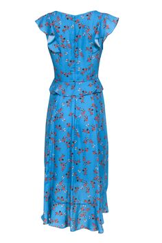 Add some bright color and feminine flair to your closet with this ravishing ruffled maxi from Parker! Made with a stand-out vibrant floral print, this is a romantic frock to wear to your next wedding, garden party or baby shower with some bright lipstick and golden sandals. Grab your favorite baguette shoulder bag and you’re all set! Size S 100% Polyester Fitted silhouette V-neckline Ruffled trim on hem, waist and shoulders Fully lined Zippered back Waist 28" Bust 34" Shoulder to hem 48" Blue Ruffle Hem Maxi Dress For Garden Party, Blue Ruffled Midi Dress For Spring, Blue Tiered Midi Dress With Floral Print, Blue Midi Dress With Ruffle Hem For Spring, Blue Maxi Dress With Ruffle Hem For Spring, Blue Maxi Dress With Ruffle Hem For Daywear, Blue Tiered Maxi Dress For Daywear, Golden Sandals, Wedding Garden Party