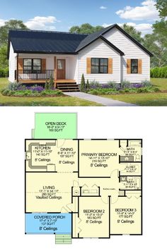 the floor plan for this small house is very large and has an open concept with lots of space