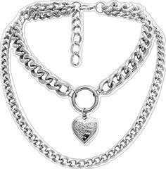 Heart-shaped Silver Chain Necklace, Silver Heart Choker Necklace With Chain, Heart Shaped Silver Chain Necklace, Alloy Heart Pendant Jewelry With Chain, Metal Charm Necklace With Heart Pendant And Silver Chain, Trendy Silver Heart Metal Necklace, Trendy Silver Chain Heart Jewelry, Trendy Silver Metal Heart Necklace, Silver Heart Pendant Chain Necklace