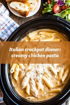 Creamy pasta paired with tender chicken in this Italian crockpot dinner, perfect for weeknight comfort. Italian Slow Cooker Chicken, Slow Cooker Chicken Pasta, Crockpot Dinner Ideas, Crockpot Dinner Recipes, Comforting Dinner, Comfort Dinner, Creamy Chicken Pasta