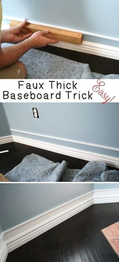 how to install faux thick baseboard trick