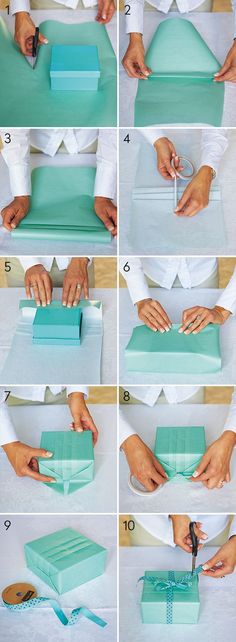 step by step instructions on how to make an origami gift box with ribbon