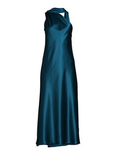 This Elegant Midi Dress Shows Off A Luxurious Satin Finish And Is Designed With A One-Shoulder Neckline. One-Shoulder Neckline Sleeveless Pullover Attached Scarf Detail Polyester & Spandex Machine Wash Made In Usa Size & Fit About 53" From Shoulder To Hem Model Shown Is 5'10" (177cm) Wearing Us Size Small. Womens - W Trend Separates > Saks Off 5th. Renee C.. Color: Gold. Size: S. Shoulder Scarf, Elegant Midi Dress, Elegant Midi Dresses, Sleeveless Pullover, Karl Lagerfeld Paris, Satin Midi Dress, Women Men Shoes, Hunter Green, Satin Finish