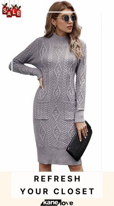 Winter Gray High Neck Textured Bodycon Sweater Dress Bodycon Sweater, Bodycon Sweater Dress, Elevate Your Style, Your Style, Sweater Dress, High Neck, Texture, Grey