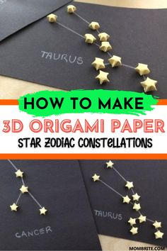 how to make 3d origami paper star zodiac constellations with text overlay