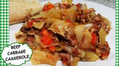 beef cabbage casserole on a white plate