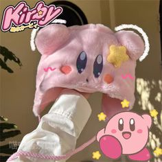 New Delicate Kawaii Kirby Fashion Trend Plush Hat Gloves Proof Warm Plush Cute Women Winter Warm Kirby Hat, Kirby Pokemon, Kawaii Kirby, Fluffy Hat, Anime Hats, Cottagecore Dark Academia, Cottagecore Dark, Plush Hat, Girl Grunge