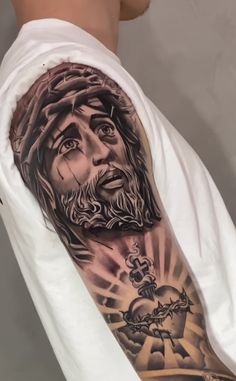 San Judas Tattoo, Prayer Tattoo, Catholic Tattoos, Saint Jude, Half Sleeve Tattoos For Guys, Jesus Tattoo, Simple Tattoo Designs, Religious Tattoos, Half Sleeve Tattoo