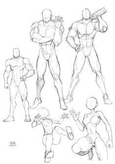 some sketches of different poses and body shapes