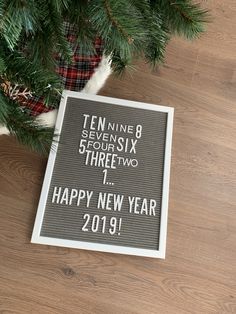 a christmas card with the words ten nine seven six three two and happy new year