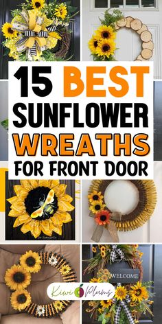 Sunflower wreaths to brighten your fall door decor. Discover rustic wreaths perfect for fall or summer wreaths that add charm to any home. Create a DIY sunflower door decor or explore farmhouse wreath designs for a country feel. From autumn door decor to spring wreaths, we've seasonal wreaths that fit any occasion. Try making sunflower burlap wreaths or grapevine wreaths for a natural look. Handmade wreaths and floral door hangers are also great for welcoming guests with a touch of sunshine. Sunflower Decor Ideas, Sunflower Wreath Diy, Sunflower Room, Diy Sunflower, Sunflower Home Decor, Sunflower Wall Decor, Sunflower Kitchen Decor, Sunflower Crafts, Sunflower Party