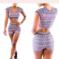 As Seen In Photo Spring Purple Stretch Sets, Spring Stretch Purple Sets, Purple Vacation Sets For Spring, Chic Purple Crop Top For Day Out, Purple Spring Vacation Sets, Trendy Purple Sets For Summer, Fitted Multicolor Tops Matching Set, Chic Fitted Purple Set, Fitted Purple Sets With Short Sleeves