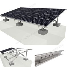 two pictures of solar panels on top of each other, one showing the ground level