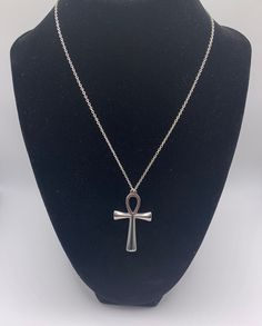 Ankh Necklace, Gold Ankh Necklace, Silver Ankh Necklace, Egyptian Necklace, Gold Necklace, Silver Necklace - Etsy Silver Amulet Chain Necklace As Gift, Traditional Silver Cross Necklace As Gift, Traditional Cross Pendant Necklace As Gift, Traditional Cross Pendant Necklace For Gift, Traditional Silver Cross Necklace Gift, Spiritual Cross Necklace With Large Pendant, Silver Amulet Chain Necklace For Gift, Traditional Ankh Necklace For Gifts, Spiritual Metal Necklaces