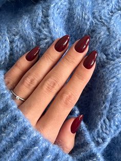 Wine Nails, Solid Color Nails, Nagel Tips, Smink Inspiration, Red Nail Polish, Red Nail