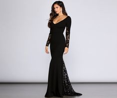 Big promotion for you when buying Verena Formal Gown today. One of the best selling S.O. LONG DRESSES in the market. Limited number of products. Hurry up! Form Fitting Black Wedding Dress, Black Hi Low Dress, Black Formal Long Sleeve Dress, Black Gala Dress Long Classy, Black Evening Dress Elegant, Prague Wedding, Classy Evening Gowns, Black Lace Dress Long, Dressy Clothes