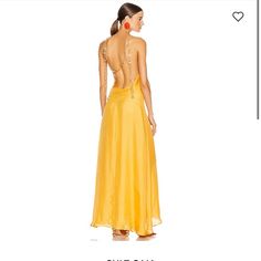 Nwt Cult Gaia Claire Dress Size Large Sold Out Online Make An Offer Beautiful Gown For Weddings ! Yellow V-neck Maxi Dress For Wedding, Yellow Silk Maxi Dress For Gala, Yellow Silk Evening Maxi Dress, Elegant Yellow Backless Dress, Yellow Silk Gala Dress, Yellow Silk Dress For Gala, Yellow Silk Maxi Dress Floor-length, Yellow Maxi Dress For Evening, Yellow Silk Maxi Dress For Party