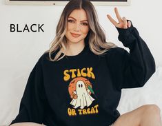 Edit | Stick or Treat Nurse Sweatshirt,Halloween Nurse Fall Shirt,Phlebotomy Tech Syringe Shirt,Phlebotomist Tee,CRNA Emergency ER Nurse Sweatshirt