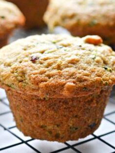 freshly baked muffins cooling on a wire rack