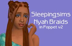 a woman with long braids and blue eyes is shown in an animated video game