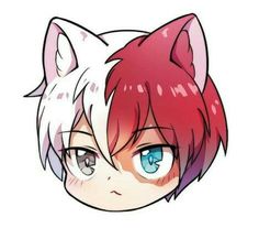 an anime character with red hair and blue eyes wearing a cat ears headbands