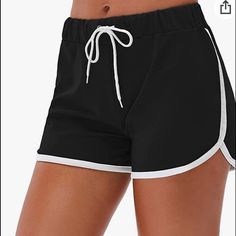 Black Shorts Black Bottoms For Summer Workout, Stretch Black Shorts For Summer, Black Bottoms With Built-in Shorts For Beach Season, Black Stretch Shorts For Summer, Casual Black Beach Bottoms, Black Sports Bottoms For Summer, Drawstring Black Beach Bottoms, Black Drawstring Bottoms For Beach Season, Black Stretch Shorts For Vacation