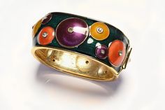 Vintage Wide Green Purple Orange Yellow Enamel Crystal Circle Bangle Bracelet Retro Enamel Bracelets For Gifts, Retro Enamel Bracelets For Gift, Retro Enamel Bracelet For Gift, Green Enamel Bangle, Multicolor Enamel Bangle Bracelets, Vintage Multicolor Enamel Bangle, Vintage Round Enamel Bangle, Vintage Enamel Cuff Bracelet Gift, Vintage Enamel Cuff Bracelet As Gift