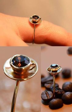 Strange Rings, Seni Dan Kraf, Smoky Quartz Ring, Woman Jewelry, Rings Unique, Tea Lovers Gift, Rings Rings, Golden Ring