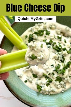 A blue bowl with blue cheese dip and a stick of celery hovering above it with dip. Blue Cheese Dip Recipe, Homemade Blue Cheese, Buffalo Chicken Meatballs, Blue Cheese Dip, Types Of Chickens, Cheese Dip Recipes, Wedge Salad, Buffalo Chicken Wings, Easy Dips