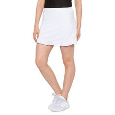 Enjoy A Day On The Court In This G Lifestyle Ruffled Hem Tennis Skort, Made From Ruco Therm Cooling Menthol Fabric For Cooling, Moisture-Wicking Comfort. Bonus: The Pockets Are Sized For Holding Tennis Balls. Upf 50+ Sun Protection To Block Harmful Uv Rays Soft Nylon-Polyurethane Blend Ruco Therm Cooling Thermoregulation Offers A Cool Menthol Boost Moisture Wicking And Wrinkle Resistant Elastic Waistband Hand Pockets Sized For Holding Golf Balls Or Tennis Balls Ruffled Hem Matching Undershorts S Summer Ruffle Bottoms In Elastane, Stretch Cotton Skort With Ruffles, Cotton Stretch Ruffle Skort, White Casual Ruffled Bottoms, Stretch Ruffled Bottoms For Daywear, White Stretch Skort With Ruffles, Daywear Stretch Bottoms With Ruffles, Casual Stretch Skort With Ruffle Hem, White Stretch Bottoms With Ruffles