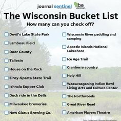 the wisconsin bucket list is shown here