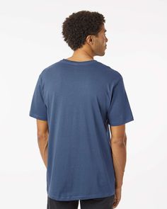 Classic T-Shirt - NAVY - XL | SoftShirts Classic T-Shirt in Navy Blue Size XL | Cotton Blind Hem, Coral Pink, Chambray, Shirt Style, Fabric Weights, Classic T Shirts, Coral, Navy Blue, Size Medium