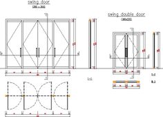 an architectural drawing showing the details for a double door