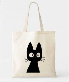 Jiji Cat, Tote Bag Design Ideas, Bag Design Ideas, Decorated Tote Bags, Canvas Bag Diy, Bags Ideas