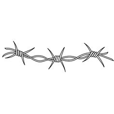 a black and white drawing of two barbed wire