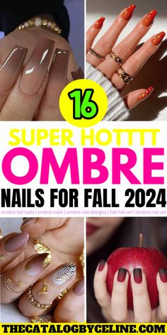 September Ombre Nails, Autumn Ombre Nail Designs, Fall Ombré Nails 2024, Ombre Nail Designs Fall, Ombre Fall Nail Designs, Nails Ombre Brown, Fall Ombré Nails, Red Nails Ombre, Ombre Brown Nails