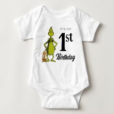 a white baby bodysuit with the words it's my 1st birthday