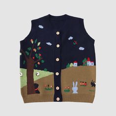 Features: Button Regular fit Pastoral illustration design Knitted construction Standard wool material Material: polyester Apricot Sweater, Costume Bags, Bra Set, Grey Sweater, Hosiery, Sweaters & Cardigans, Navy Blue, New Dress, Illustration Design