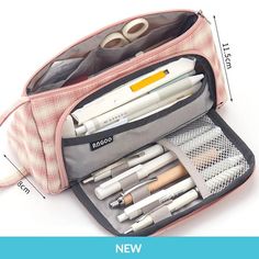 Large Stationery Organizer Pencil Case — A Lot Mall Brown Pencil Case, Stationery Organizer, College School Supplies, Cute Pencil, Pencil Bag, Crochet Bags Purses, Stationery Organization, The New Normal, Pencil Boxes