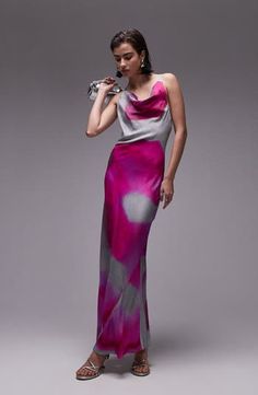 Topshop Cowl Neck Satin Maxi Dress | Nordstrom Square Neck Maxi Dress, Maxi Dress Designs, Liquid Satin, Satin Maxi, Satin Maxi Dress, Made Clothing, Out Back, Comfortable Dress, Toddler Girl Outfits