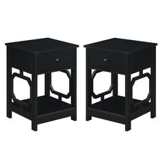 #ad Find ideas and inspiration for Home Square One-Drawer End Table in Black Wood Finish - Set of 2, Furniture