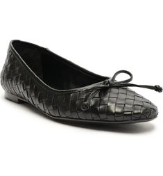 Schutz Arissa Woven Ballet Flat (Women) | Nordstrom Embroidered Loafers, Slip On Tennis Shoes, Glitter Flats, Ballerina Slippers, Leopard Flats, Suede Ballet Flats, Black Leather Flats, Leather Sandals Flat, Leather Sandals Women